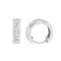 Huggie Hoop Earrings White Baguette CZ Cubic Zirco