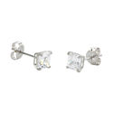 10k White Gold Square Stud Earrings Clear CZ Cubic