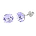 Sterling Silver Stud Earrings Lavender CZ Cubic Zi