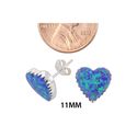 Opal Stud Heart Earrings Iridescent Navy Blue Gree