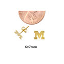 10k Yellow Gold Initial Earrings Letter M Laser Cu