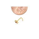 Flower Nose Stud 22G 14k Yellow Gold 5 mm Red and 