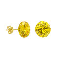 10k Yellow Gold Citrine CZ Stud Earrings Cubic Zir