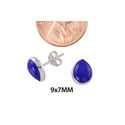 Blue Lapis Gemstone Stud Earrings Sterling Silver 