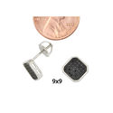 Micropave Screwback Earrings Sterling Silver Black