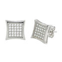 Sterling Silver Micropave Stud Earrings Kite Shape