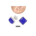 Sterling Silver Gemstone Stud Earrings Blue Lapis 