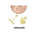 10k Yellow Gold Swan Stud Earrings Screwbacks Whit