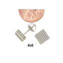 Sterling Silver Square Screw Back Stud Earrings 8m