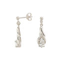 Diamond & White Topaz Dangle Earrings (.01 ct, IJ,