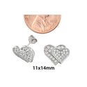 Double Heart Earrings Sterling Silver Micropave CZ