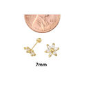 CZ Flower Daisy Stud Earrings 10k Yellow Gold with