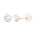 10k Yellow Gold Clear CZ Cubic Zirconia Stud Earri