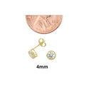 10k Yellow Gold Clear CZ Stud Earrings Round Bezel