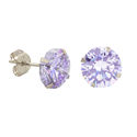 10k White Gold Lavender CZ Stud Earrings Cubic Zir