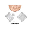 Sterling Silver Mens Stud Earrings Square Micropav