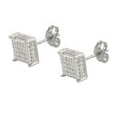 Sterling Silver Micropave Stud Earrings Clear 3d S