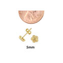 Flower Stud Earrings 10k Yellow Gold Laser Cut wit