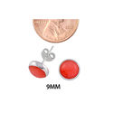 Sterling Silver Gemstone Earrings Pink Coral 9mm R