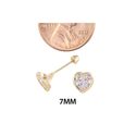 CZ Heart Stud Earrings 10k Yellow Gold Screwback 7