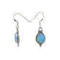 Opal Gemstone Dangle Earrings Grey Green Sterling 