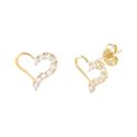 14k Yellow Gold Heart Stud Earrings 8mm x 9mm Micr