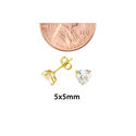 10k Yellow Gold Clear CZ Heart Stud Earrings with 