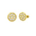 10k Yellow Gold Circle Earrings Screwbacks Clear C