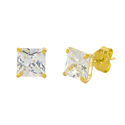 10k Yellow Gold Square Stud Earrings Clear CZ Cubi