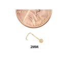 14k Yellow Gold 2 mm Ball Curved Nose Stud Nostril