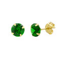 14k Yellow Gold Emerald Cubic Zirconia Stud Earrin