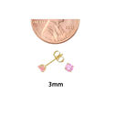 10k Yellow Gold Round Pink CZ Stud Earrings Cubic 