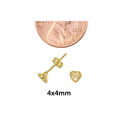 10k Yellow Gold Tiny Heart Stud Earrings CZ with L