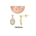 10k Yellow Gold Dangle Drop Post Earrings Oval Cub