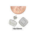 Sterling Silver Micropave Stud Earrings Square wit