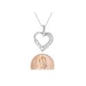 Sterling Silver Diamond Heart Mom Necklace Double 