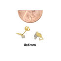 10k Gold Mini Dolphin Earrings 2 Tone Yellow Gold 