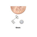 10k White Gold Clear CZ Stud Earrings Round Bezel 