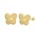 10k Yellow Gold Butterfly Screwback Earrings with 