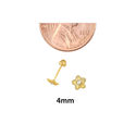 Tiny Flower with CZ Stud Earrings 10k Yellow Gold 