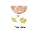 10k Yellow Gold Butterfly Stud Earrings Screwbacks