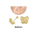 10k Yellow Gold Butterfly Screwback Earrings 8x9