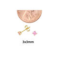 10k Yellow Gold Square Pink CZ Stud Earrings Cubic