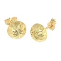 14k Yellow Gold Half Ball Stud Earrings Laser Cut 