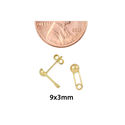 Tiny Safety Pin Stud Earrings 10k Yellow Gold with