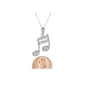 Sterling Silver Music Note Pendant Necklace White 