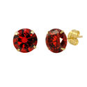 14k Yellow Gold Garnet Red Cubic Zirconia Stud Ear