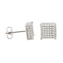 Sterling Silver Micropave Stud Earrings Clear 3d S