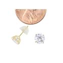 10k Yellow Gold Round CZ Stud Earrings BASKET Set 