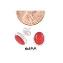 Red Coral Stud Earrings .925 Sterling Silver Gemst